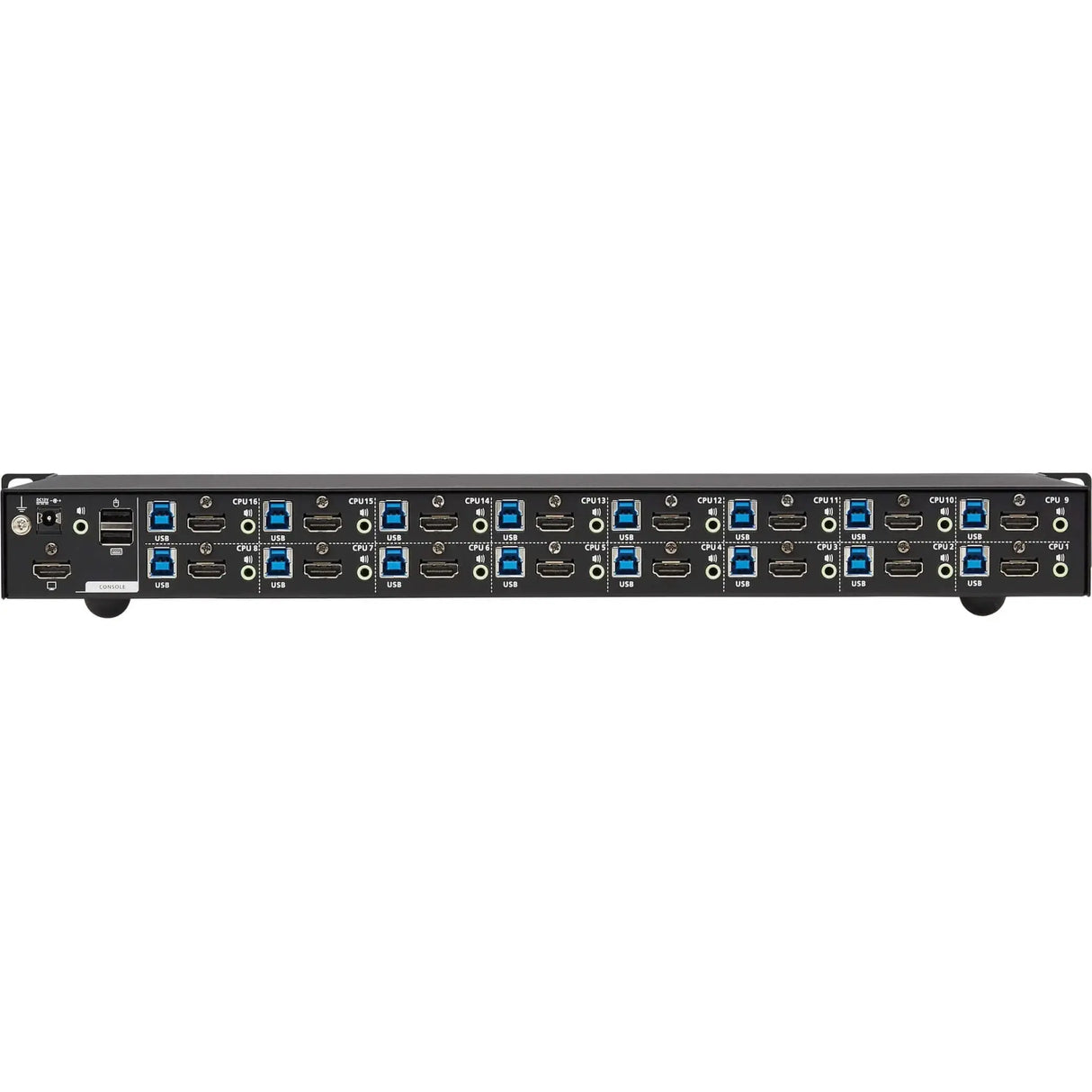 EATON Tripp Lite 16-Port 4K HDMI/USB KVM Switch - 4K 60 Hz Video/Audio, USB Peripheral Sharing, 1U Rack-Mount - 16 Computer(s) - 1 Local User(s) - 4096 x 2160 - 50 Hz, 60 Hz - 20 x USB - 17 x HDMI - Rack-mountable, Desktop - 1U - TAA Compliant