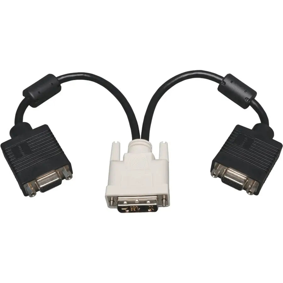 EATON Tripp Lite 1ft DVI to VGA Splitter Adapter Converter DVI-A Analog M to 2x HD15F 1' - (DVI-I-M to 2x HD15-F) 1-ft - P120-001-2