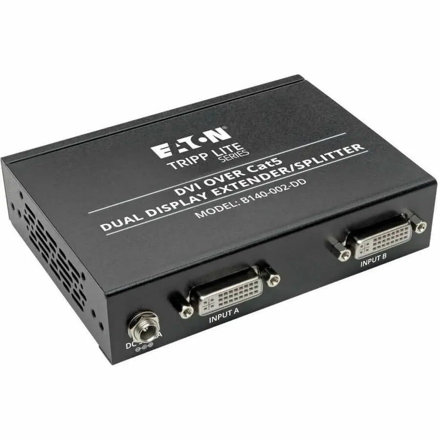 EATON Tripp Lite 2-Port Dual Display DVI over Cat5 / Cat6 Extender Video Splitter TAA - 2 Input Device - 4 Output Device - 200 ft Range - 4 x Network (RJ-45) - 2 x DVI In - Full HD - 1920 x 1080 - Twinaxial... - B140-002-DD