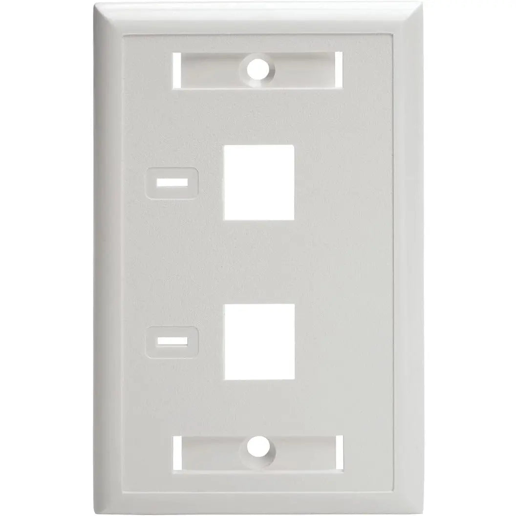 EATON Tripp Lite 2-Port Dual Outlet RJ45 Universal Keystone Jack Face Plate TAA - White, 2-Port - N042-001-WH