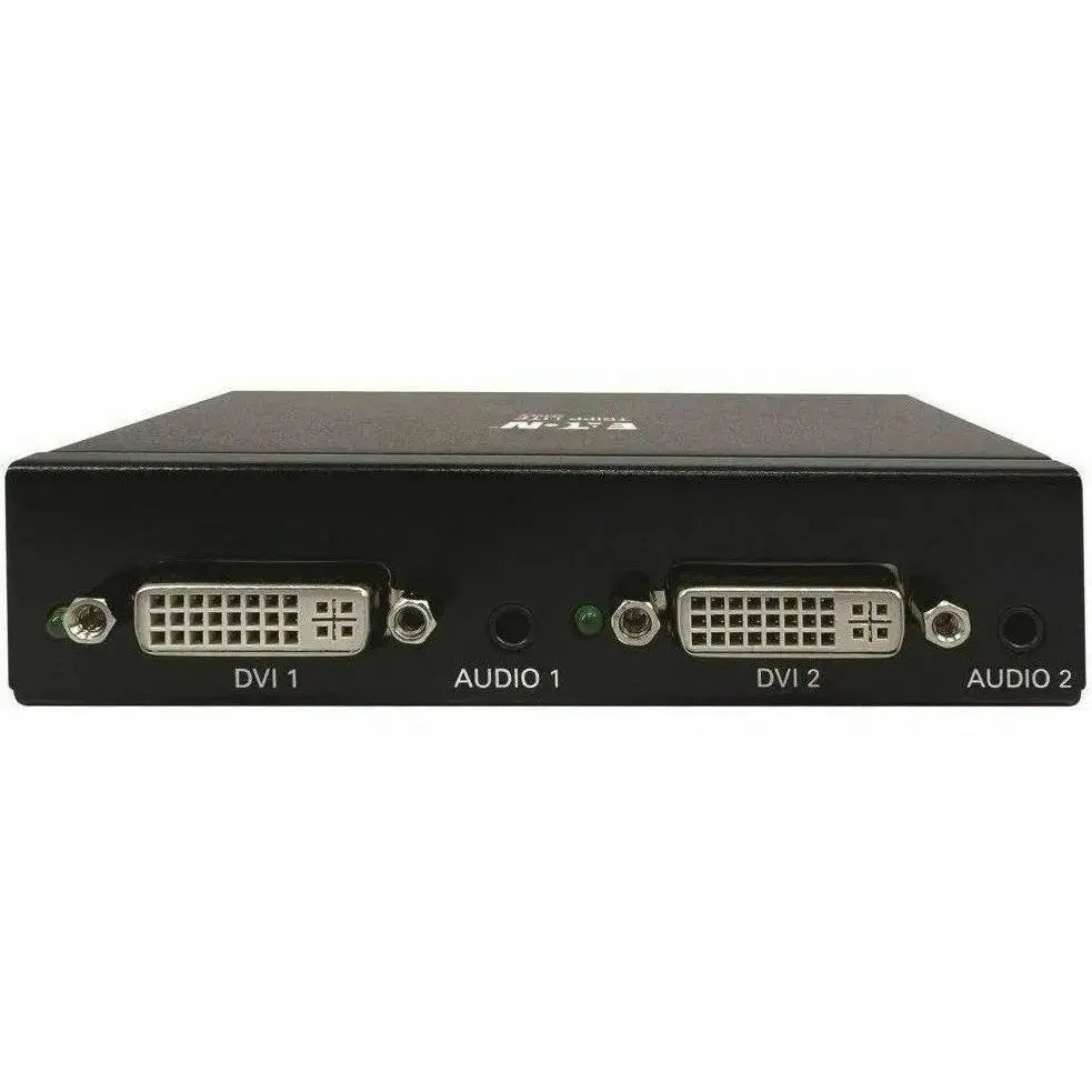 EATON Tripp Lite 2-Port DVI Splitter with Audio and Signal Booster, Single-Link 1080p @ 60 Hz (DVI-D F/2xF), International Plug Adapters, TAA - 1920 x 1200 - 80 ft Maximum Operating Distance - Audio Line In - B116-002A-INT