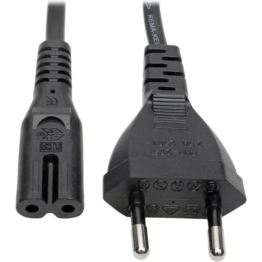 EATON Tripp Lite 2-Prong Europlug Computer Power Cord, 2.5A (C7 to CEE 7/16), 6 f - 250 V AC2.50 A - Black - 6 ft Cord Length - Europe, Middle East, Russia, South America, Africa, Asia - P059-006
