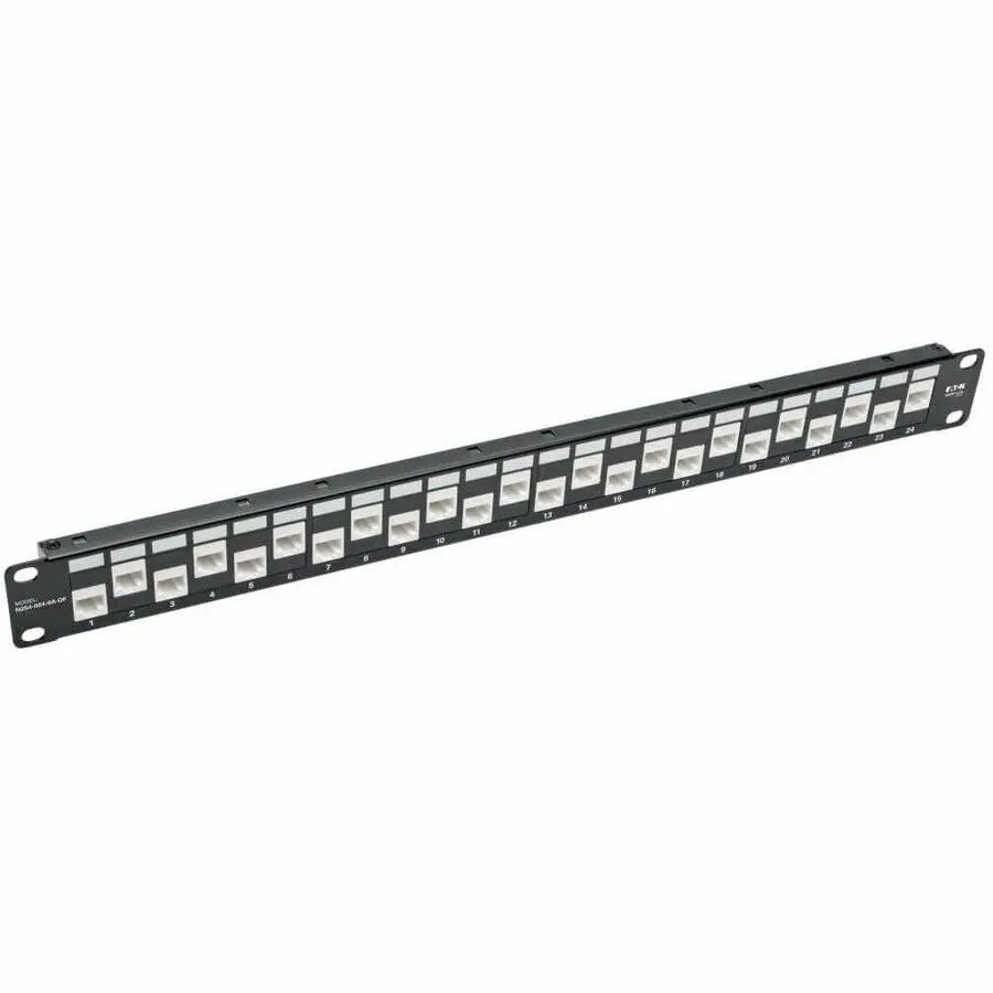 EATON Tripp Lite 24-Port Cat6a Cat6 Cat5e Feed-Through Patch Panel Offset RJ45 1U - 24 Port(s) - 24 x RJ-45 - 1U High - 19" Wide - Rack-mountable - N254-024-6A-OF