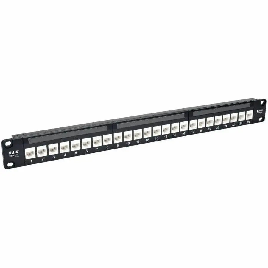 EATON Tripp Lite 24-Port Cat6a Patch Panel Feedthrough Rackmount RJ45 Ethernet 1U - 24 Port(s) - 24 x RJ-45 - 1U High - Rack-mountable - N254-024-6A
