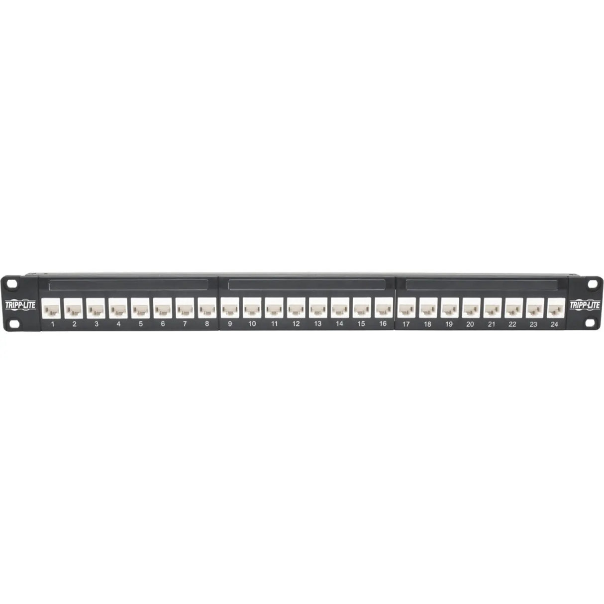 EATON Tripp Lite 24-Port Cat6a Patch Panel Feedthrough Rackmount RJ45 Ethernet 1U - 24 Port(s) - 24 x RJ-45 - 1U High - Rack-mountable - N254-024-6A
