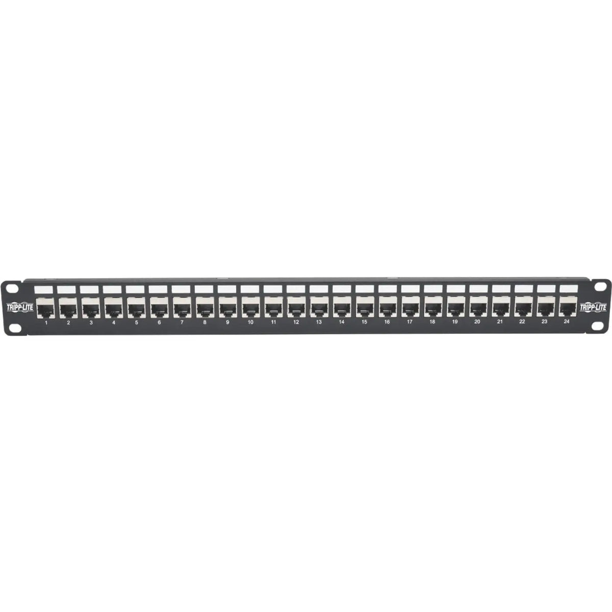 EATON Tripp Lite 24-Port Cat6a Patch Panel Shielded Feedthrough Rackmount RJ45 1U - 24 Port(s) - 24 x RJ-45 - 1U High - Rack-mountable - N254-024-SH-6A