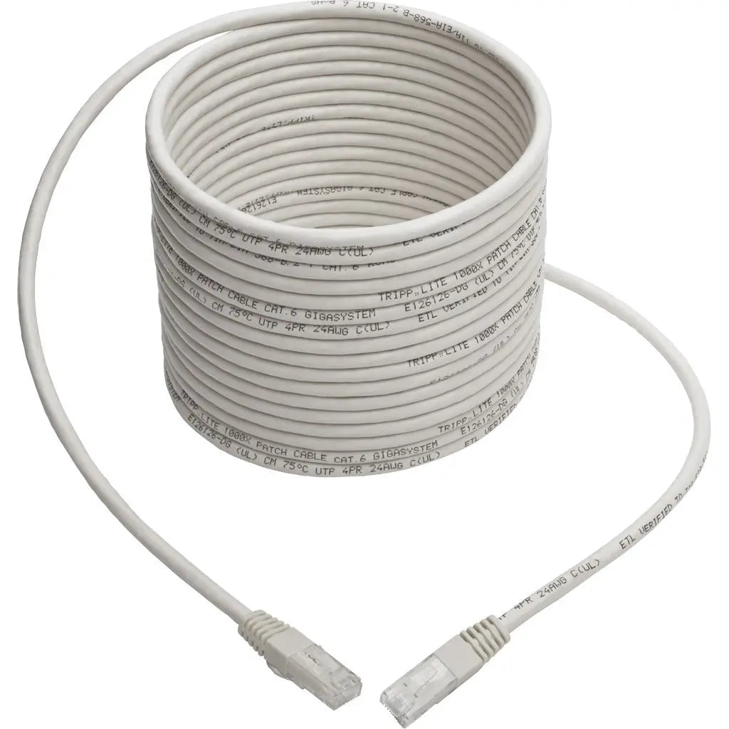 EATON Tripp Lite 25ft Cat6 Gigabit Molded Patch Cable RJ45 M/M 550MHz 24AWG White - Category 6 for Network Device, Router, Modem, Blu-ray Player, Printer, Computer - 128 MB/s - Patch Cable - 25 ft - 1 x RJ-... - N200-025-WH