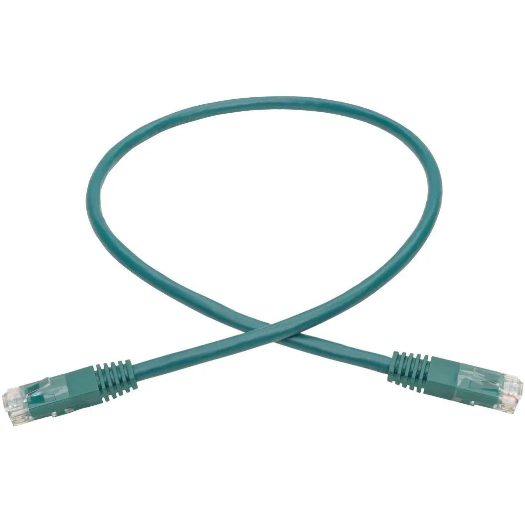 EATON Tripp Lite 2ft Cat6 Gigabit Molded Patch Cable RJ45 M/M 550MHz 24 AWG Green - Category 6 for Network Device, Router, Modem, Blu-ray Player, Printer, Computer - 128 MB/s - Patch Cable - 2 ft - 1 x RJ-4... - N200-002-GN