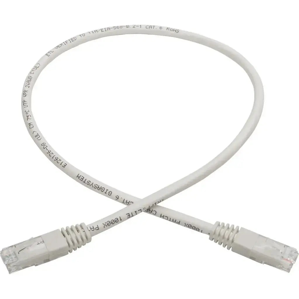 EATON Tripp Lite 2ft Cat6 Gigabit Molded Patch Cable RJ45 M/M 550MHz 24 AWG White - Category 6 for Network Device, Router, Modem, Blu-ray Player, Printer, Computer - 128 MB/s - Patch Cable - 2 ft - 1 x RJ-4... - N200-002-WH