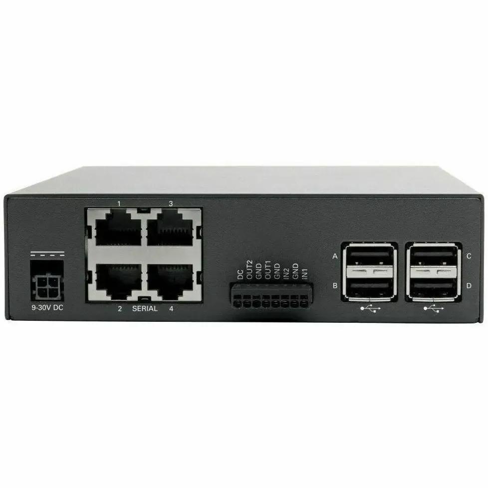 EATON Tripp Lite 4-Port Console Server with Dual GB NIC, 4G, Flash and 4 USB Ports - Twisted Pair - 2 x Network (RJ-45) - 4 x USB - 4 x Serial Port - 1000Base-X - Gigabit Ethernet - Management Port - Rack-m - B093-004-2E4U