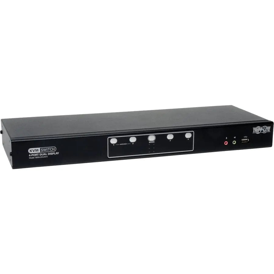 EATON Tripp Lite 4-Port Dual Monitor DVI KVM Switch with Audio and USB 2.0 Hub, Cables included - 4 Computer(s) - 1 Local User(s) - 2560 x 1600 - 1 x Network (RJ-45) - 7 x USB - 10 x DVI - Desktop - TAA Com... - B004-2DUA4-K
