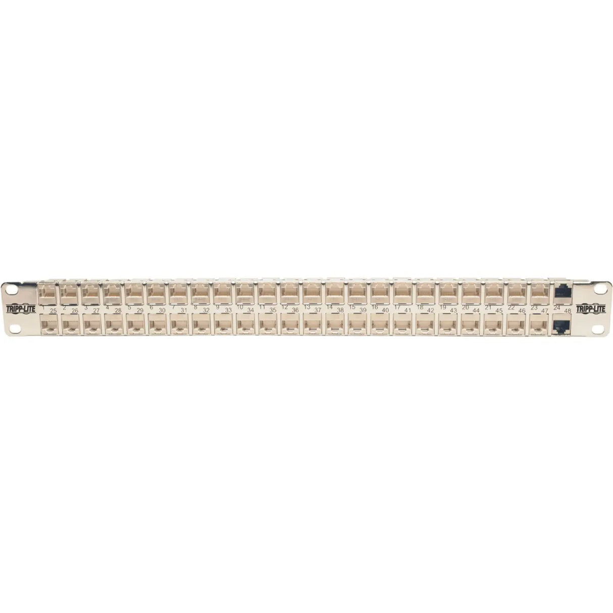 EATON Tripp Lite 48-Port Cat6a Patch Panel Rackmount Shielded Feedthrough RJ45 1U - 48 Port(s) - 48 x RJ-45 - 1U High - Rack-mountable - N254-048-SH-6A