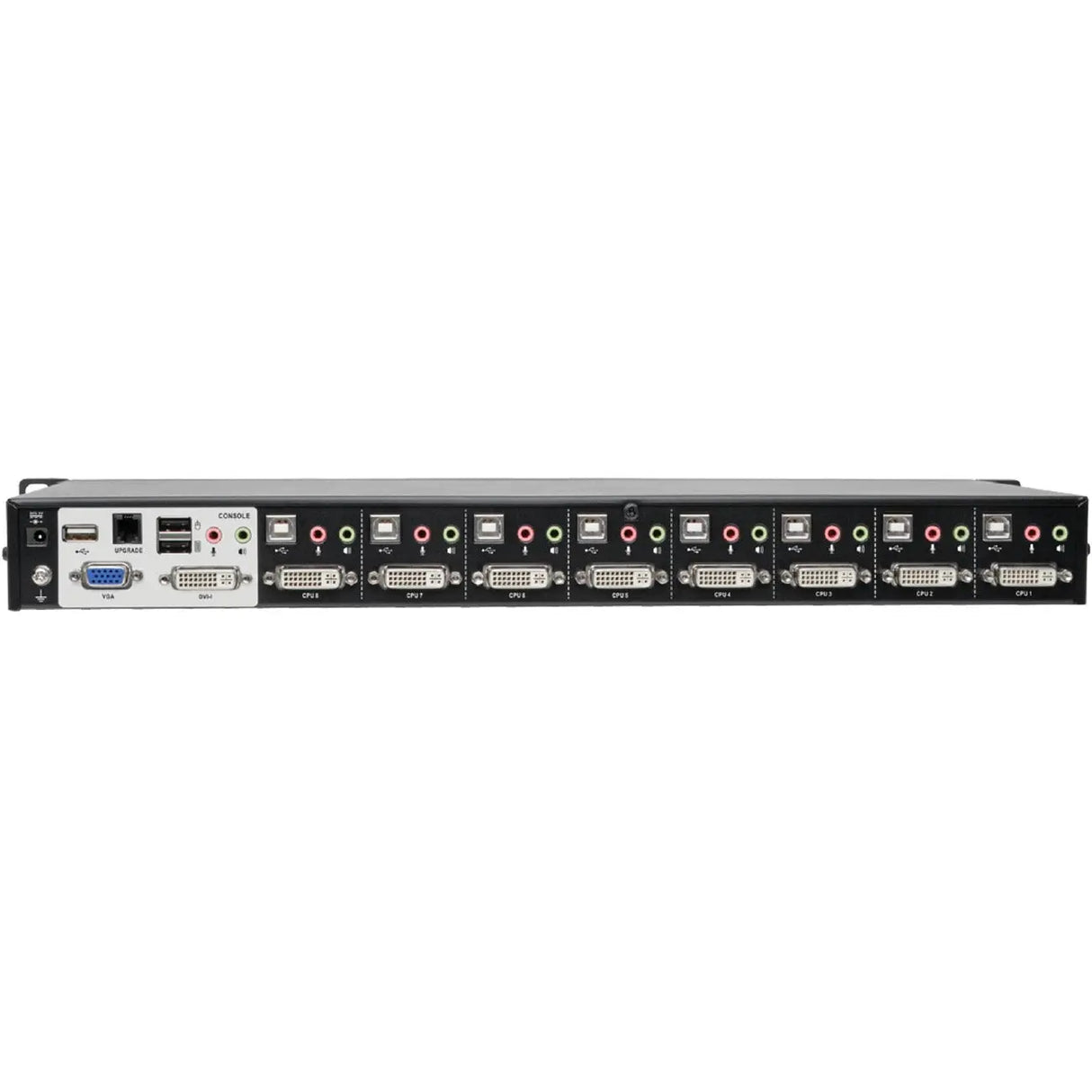 EATON Tripp Lite 8-Port KVM Switch DVI/USB w Audio & Peripheral Sharing 1U 1080p - 8 Computer(s) - 1 Local User(s) - 2048 x 1536 - 11 x USB - 9 x DVI1 x VGA - Rack-mountable - 1U - B024-DUA8-SL