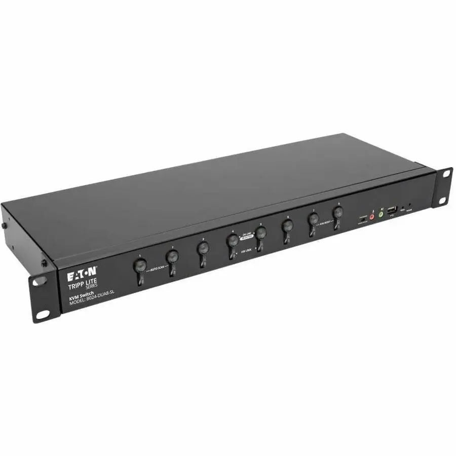 EATON Tripp Lite 8-Port KVM Switch DVI/USB w Audio & Peripheral Sharing 1U 1080p - 8 Computer(s) - 1 Local User(s) - 2048 x 1536 - 11 x USB - 9 x DVI1 x VGA - Rack-mountable - 1U - B024-DUA8-SL