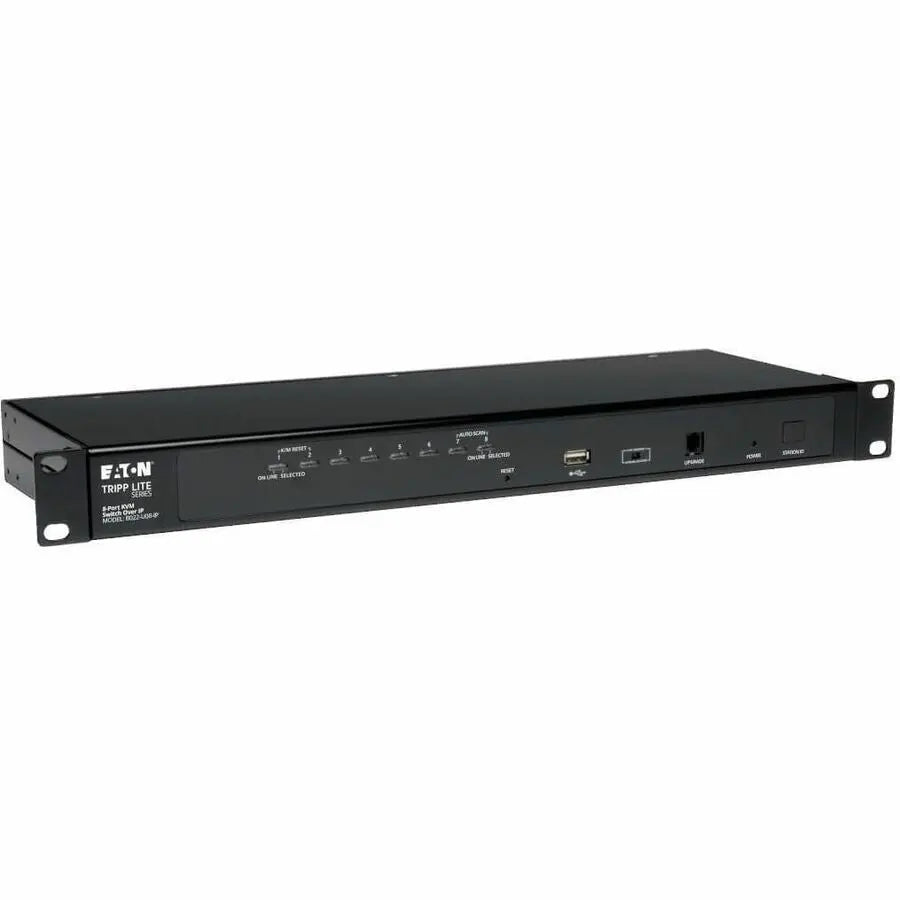 EATON Tripp Lite 8-Port Rackmount KVM Switch w/ Built in IP and On Screen Display 1U - 8 Computer(s) - 1 Local User(s) - 64 Remote User(s) - 2048 x 1536 - 1 x Network (RJ-45) - 1 x USB - Rack-mountable - 1U... - B022-U08-IP