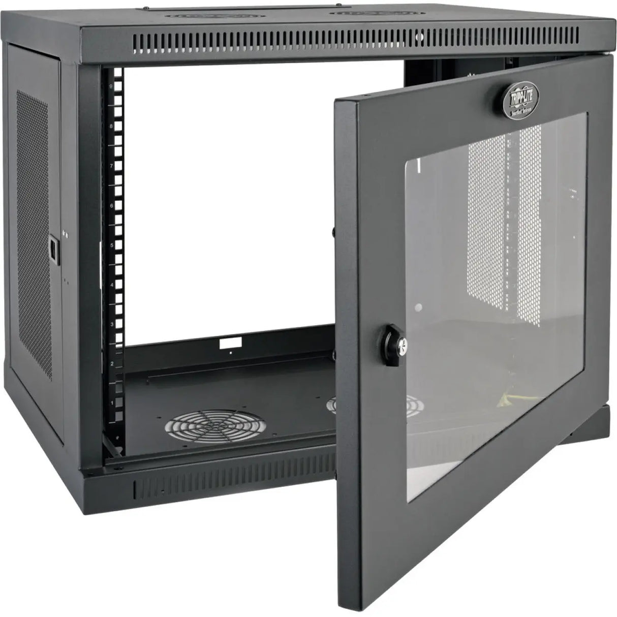 EATON Tripp Lite 9U Wall Mount Rack Enclosure Server Cabinet w/ Acrylic Glass Front Door - For LAN Switch - 9U Rack Height x 19" Rack Width x 16.50" Rack Depth - Wall Mountable - Black - Plexiglass - 200 lb - SRW9UG