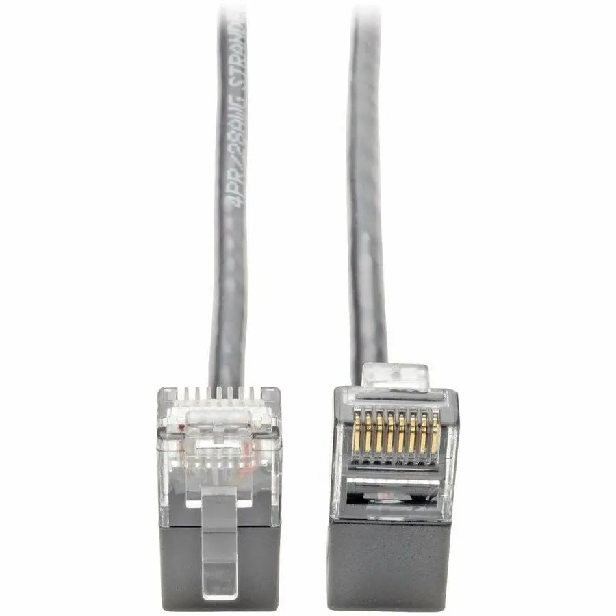 EATON Tripp Lite Cat6 Gigabit Patch Cable Snagless Right-Angle UTP Slim Gray 1ft - Category 6 for Switch, Workstation, Router, Network Device, Patch Panel, Server, Printer, Modem, Scanner, Photocopier - 128... - N201-SR1-GY