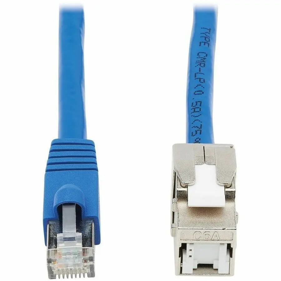 EATON Tripp Lite Cat6 Keystone Jack Cable Assembly Unshielded PoE+ M/F Blue 18in - 1.50 ft Category 6 Network Cable for Wallplate, Network Device, Surveillance Camera, Access Point - First End: 1 x RJ-45 Ne... - N237-F18N-WHSH