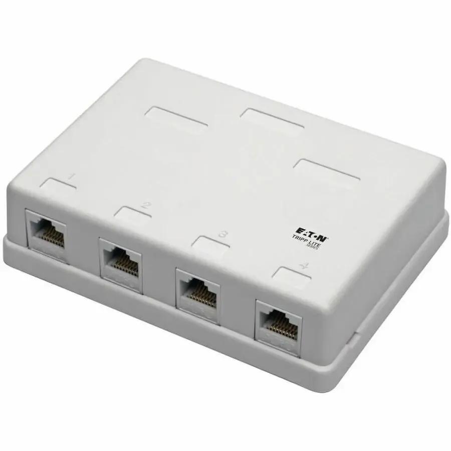 EATON Tripp Lite Cat6 Surface-Mount Box 4-Port Unshielded 110 IDC Punchdown RJ45 - White - Acrylonitrile Butadiene Styrene (ABS) - 4 x RJ-45 Port(s) - N236-004-WH