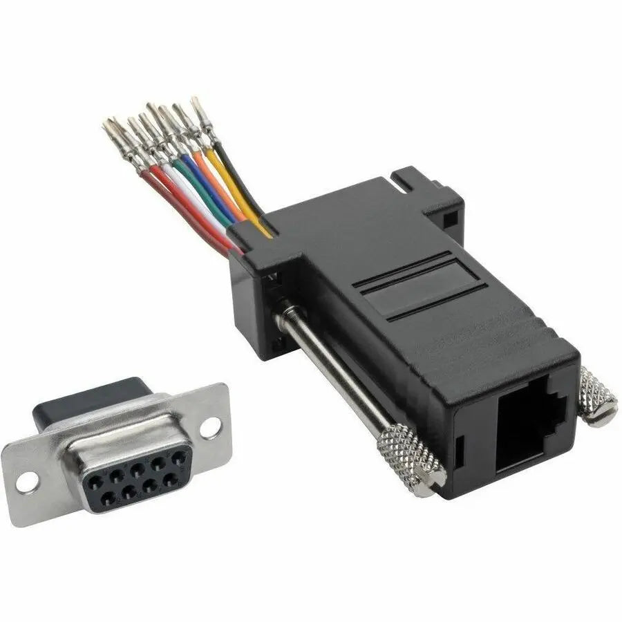 Tripp Lite DB9 to RJ45 Modular Serial Adapter F/F RS-232 RS-422 RS-485 - 1 x DB-9 Female Serial - 1 x RJ-45 Female Network - Black - P440-89FF EATON