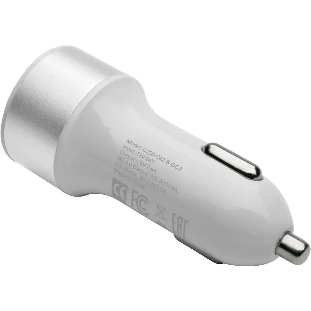 EATON Tripp Lite Dual USB Car Charger w/ Quick Charge 3.0 for Tablets Smartphones - 12 V DC Input Voltage - 5 V DC, 9 V DC, 12 V DC Output Voltage - 3 A Output Current - U280-C02-S-QC3