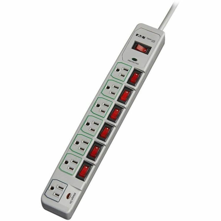 EATON Tripp Lite Eco Green Surge Protector Switched 7 Outlet Conserve Energy - 7 x NEMA 5-15R - 1800 VA - 1080 J - 125 V AC Input - 125 V AC Output - TLP76MSG