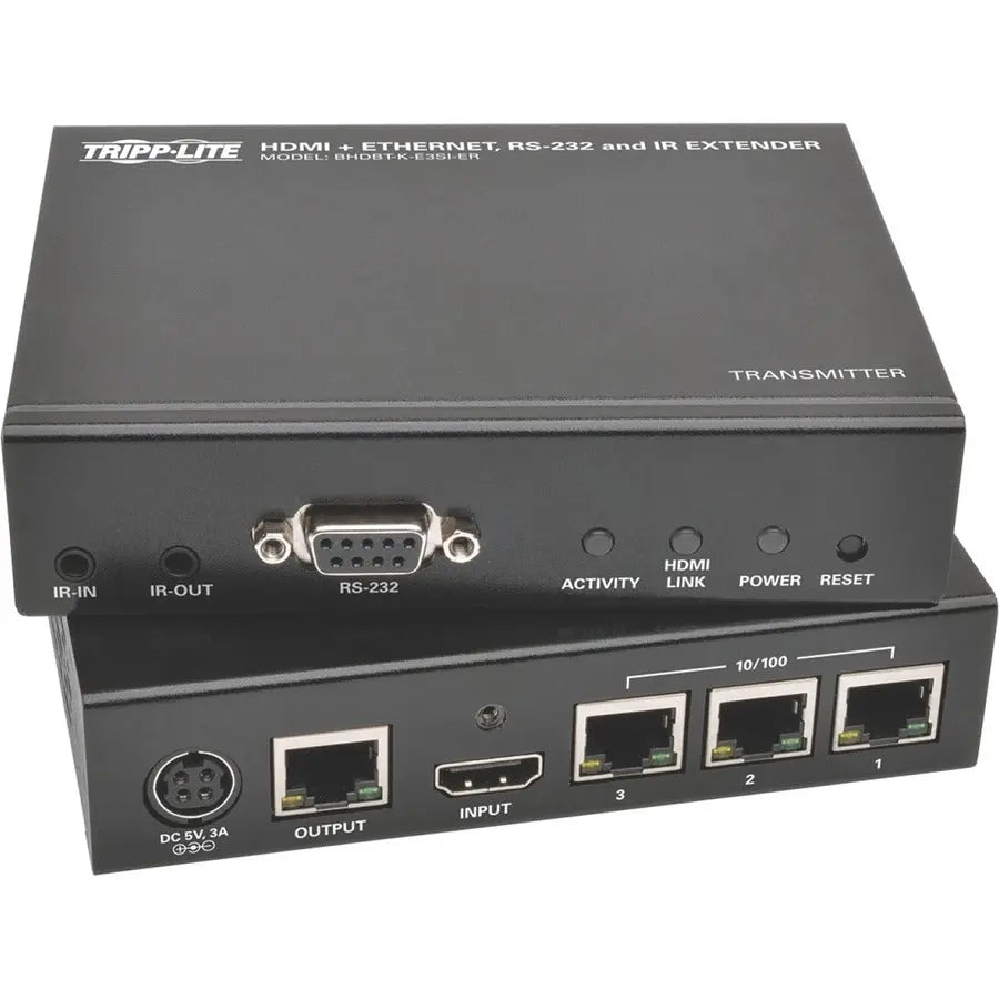 EATON Tripp Lite HDBaseT HDMI Over Cat5e Cat6 Cat6a Extender Kit w/ Ethernet, Serial and IR Control 150m 500ft - 1 Input Device - 1 Output Device - 500 ft RangeNetwork (RJ-45) - 1 x HDMI In - 1 x HDMI Out - - BHDBT-K-E3SI-ER