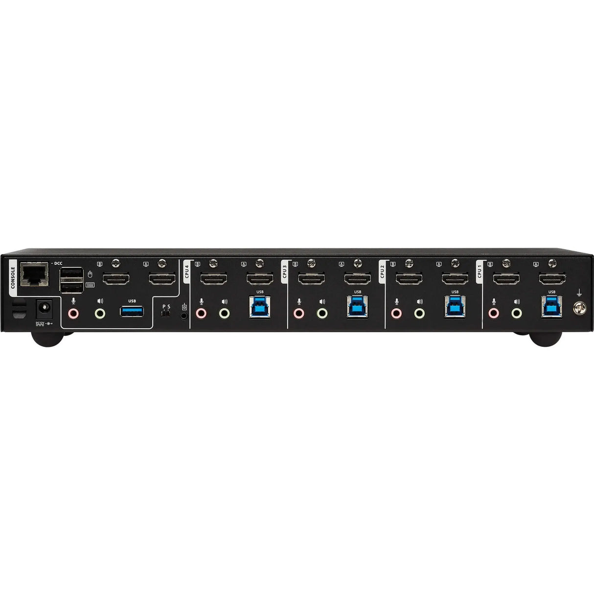 EATON Tripp Lite HDMI KVM Switch 4-Port Dual-Switch Desktop 4K60Hz USB 3.2 Gen 1 - 1 Computer(s) - 4096 x 2160 - 50 Hz, 60 Hz - 1 x Network (RJ-45) - 8 x USB - 10 x HDMI - Desktop, Rack-mountable - B006-HD2UA4