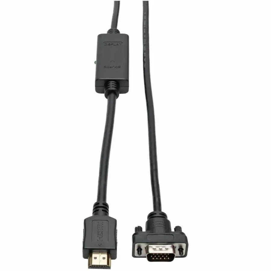EATON Tripp Lite HDMI to VGA Active Adapter Cable Low Profile HD15 M/M 1080p 3ft - HDMI/VGA for Video Device, Monitor, Projector, TV, Blu-ray Player - 2.95 ft - 1 x HDMI Male Digital Audio/Video - 1 x HD-15... - P566-003-VGA