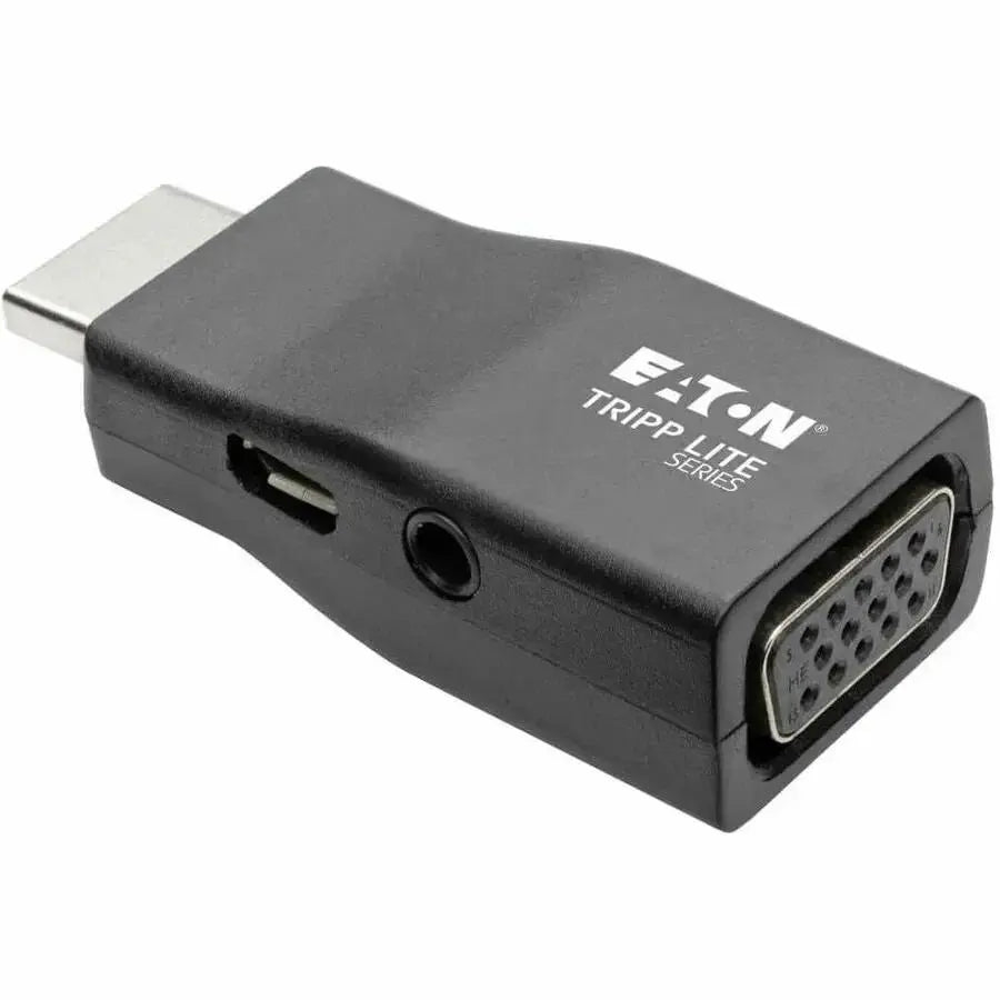 EATON Tripp Lite HDMI to VGA Adapter Converter with Audio Compact M/F 1080p @60Hz - 1 x HDMI Male Digital Audio/Video - 1 x HD-15 Female VGA, 1 x Mini-phone Female Audio, 1 x Type B Female Micro USB - 1920 - P131-000-A