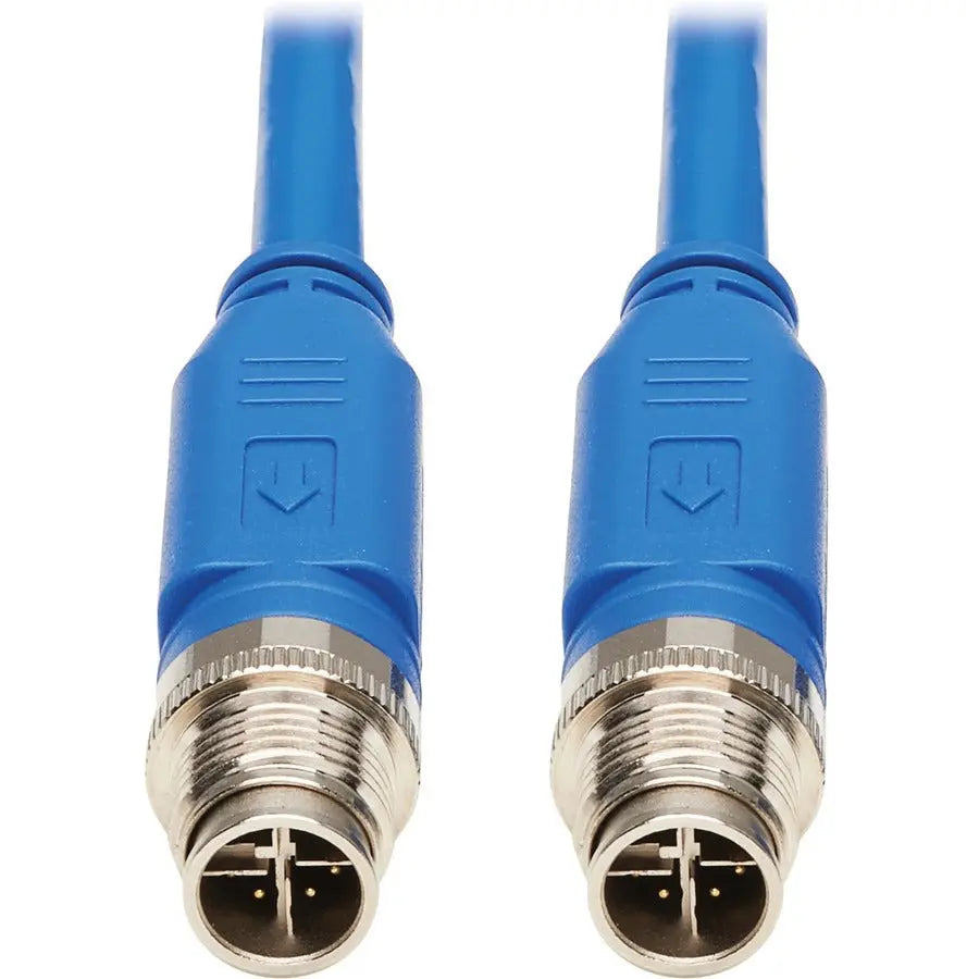 EATON Tripp Lite M12 X-Code Cat6 1G UTP CMR-LP Ethernet Cable (M/M), IP68, PoE, Blue, 5 m (16.4 ft.) - 16.40 ft Category 6 Network Cable for Network Device, VoIP Device, Access Control Device, Controller, S... - NM12-601-05M-BL