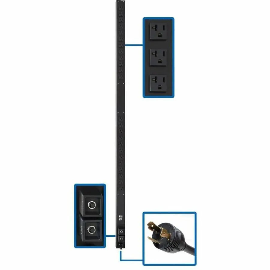 EATON Tripp Lite PDU Basic 24 5-15/20R L5-30P 2.9kW 120V 10ft Cord 63.75in 0U - Basic - NEMA L5-30P - 24 x NEMA 5-15/20R - 120 V AC - 0U - Vertical - Rack-mountable - PDUV30