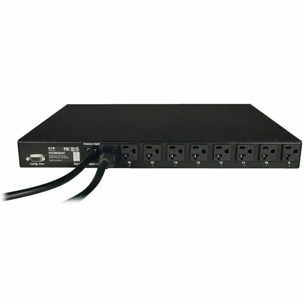 EATON Tripp Lite PDU Metered ATS 120V 20A 5-15/20R 16 Outlet L5-20P Horizontal 1U - 16 x NEMA 5-15/20R - 2.4kVA - 1U Rack-mountable - PDUMH20AT