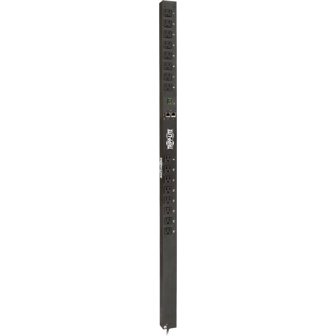 EATON Tripp Lite PDU Monitored 1.4kW 120V 16 5-15R LX Platform Interface 0URM TAA - Monitored - NEMA 5-15P - 16 x NEMA 5-15R - 120 V AC - 0U - Vertical - Rack Mount - TAA Compliant - PDUMNV15LX