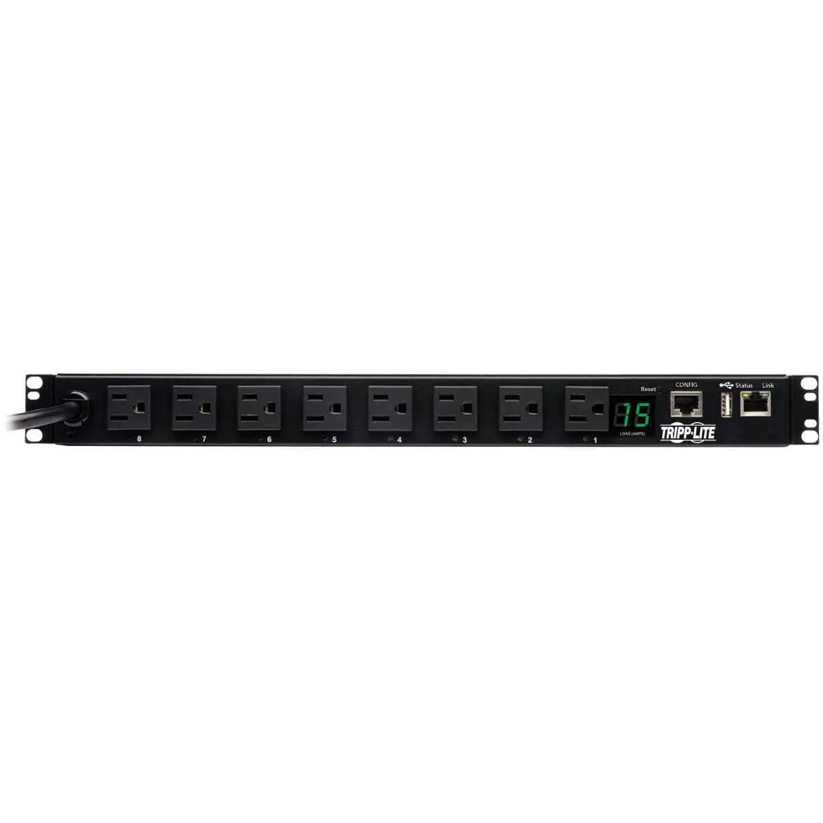 EATON Tripp Lite PDU Switched 120V 1.4kW 15A 8 5-15R 5-15P LX Interface 1URM TAA - Switched - NEMA 5-15P - 8 x NEMA 5-15R - 120 V AC - 1U - Horizontal - Rack Mount - Rack-mountable - TAA Compliant - PDUMH15NET2LX