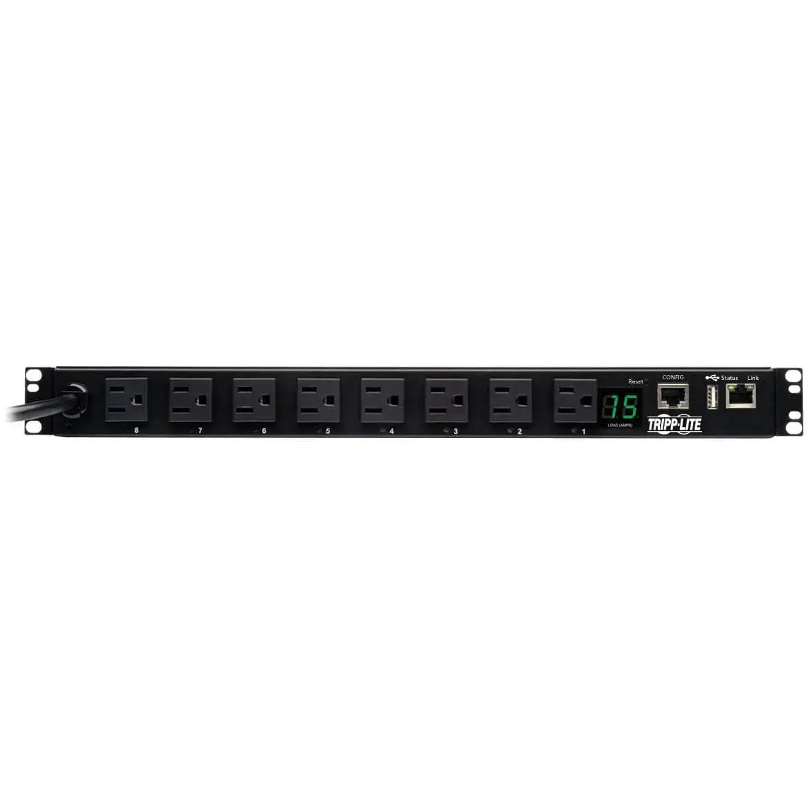 EATON Tripp Lite PDU Switched 120V 1.4kW 15A 8 5-15R 5-15P LX Interface 1URM TAA - Switched - NEMA 5-15P - 8 x NEMA 5-15R - 120 V AC - 1U - Horizontal - Rack Mount - Rack-mountable - TAA Compliant - PDUMH15NET2LX
