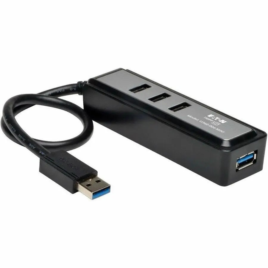 EATON Tripp Lite Portable 4-Port USB 3.0 Superspeed Mini Hub w/ Built In Cable - USB - External - 4 USB 3.0 Port(s) with Built In Cable - U360-004-MINI