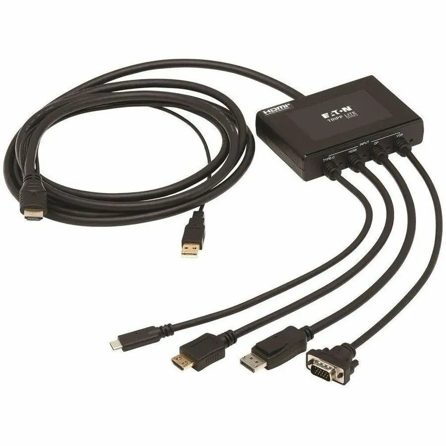 EATON Tripp Lite Presentation Adapter 4-Port 4K60Hz HDMI DP USB C & VGA to HDMI - 4 Output Device - 1 - 3 x USB - 1 x HDMI In - 1 x VGA In - DisplayPort - 4K UHD - 4096 x 2160 - Rack-mountable - TAA Complia... - B321-4X1-HDVC