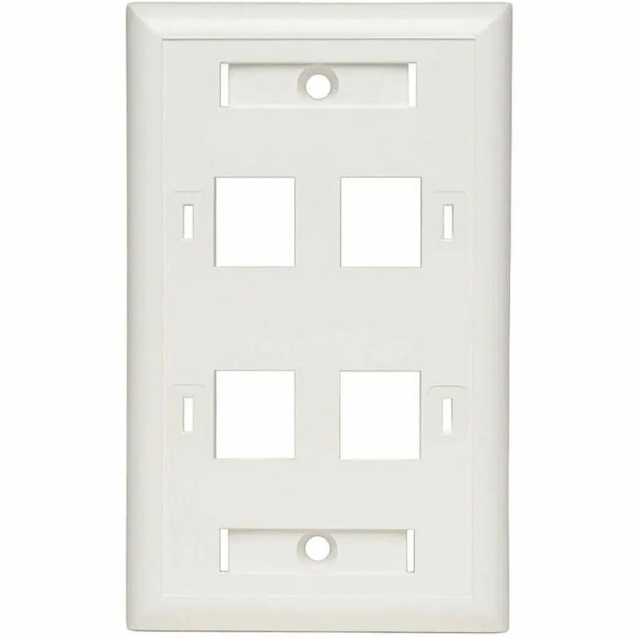 EATON Tripp Lite Quad Outlet RJ45 Universal Keystone Face Plate / Wall Plate, White, 4-Port - 4 x Socket(s) - 1-gang - White - TAA Compliant - N042-001-04-WH