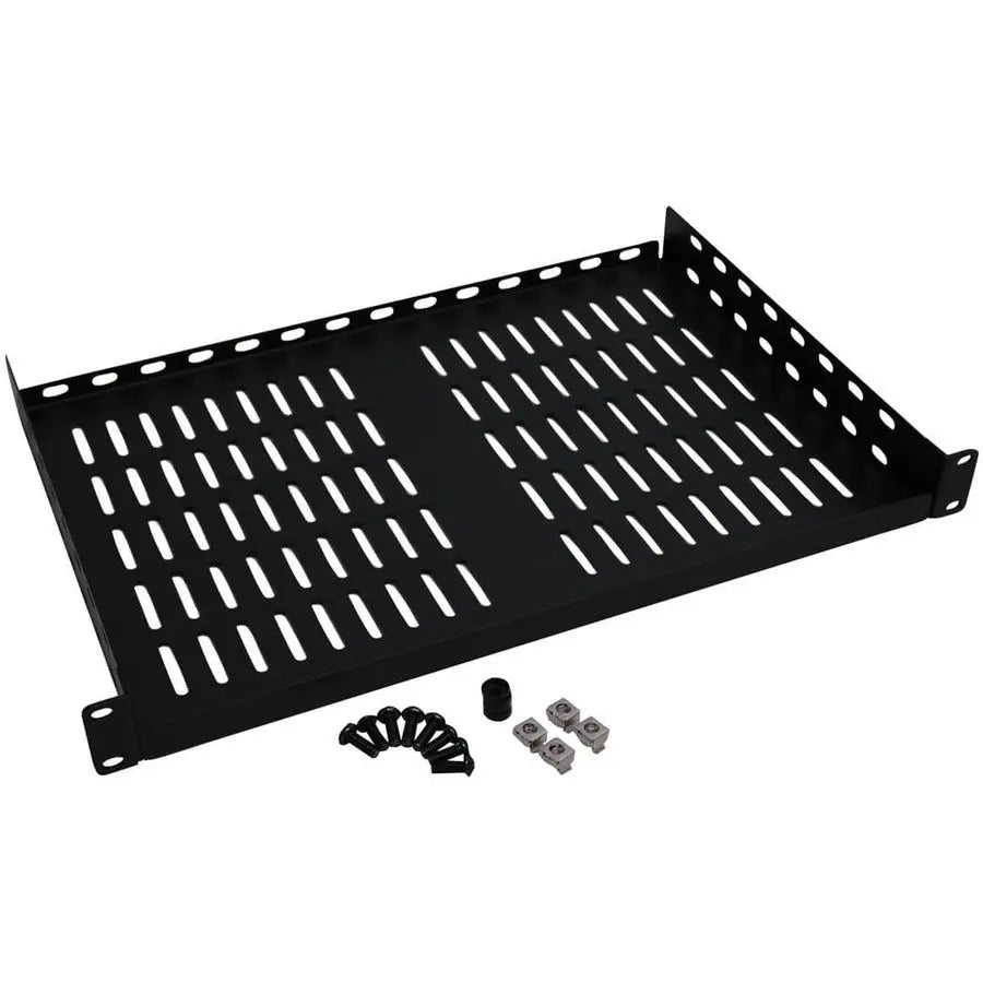 EATON Tripp Lite Rack Enclosure Cabinet Cantilever Fixed Shelf 40lb Capacity 1URM - 1U Rack Height - Black - Cold-rolled Steel (CRS) - 40 lb Maximum Weight Capacity - SRSHELF2P1U