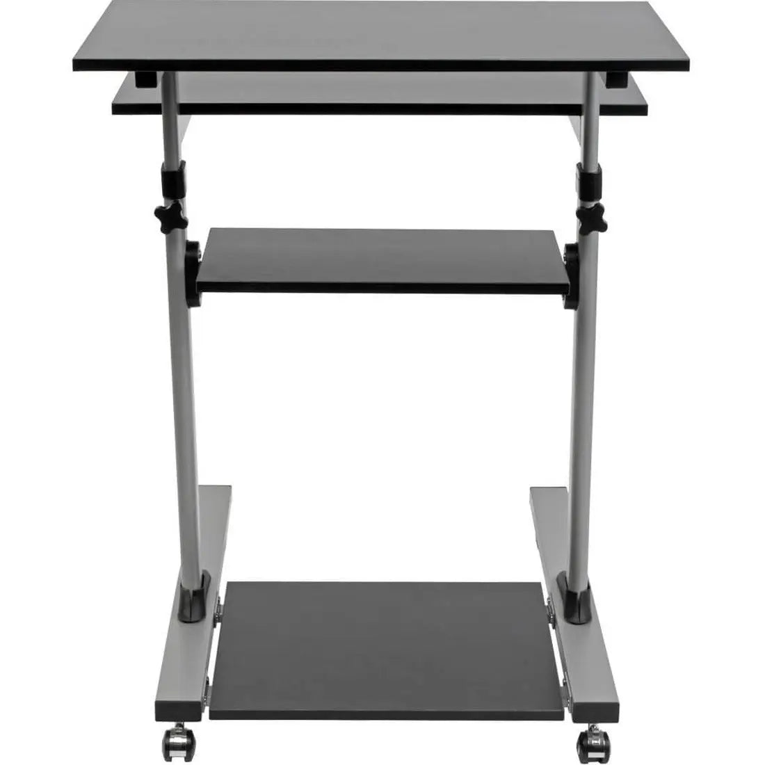 EATON Tripp Lite Rolling Standing Desk/Workstation on Wheels, Height Adjustable, Mobile - 132.28 lb Load Capacity - 4 x Shelf(ves) - Floor - Medium Density Fiberboard (MDF), Steel - Black - WWSSRC