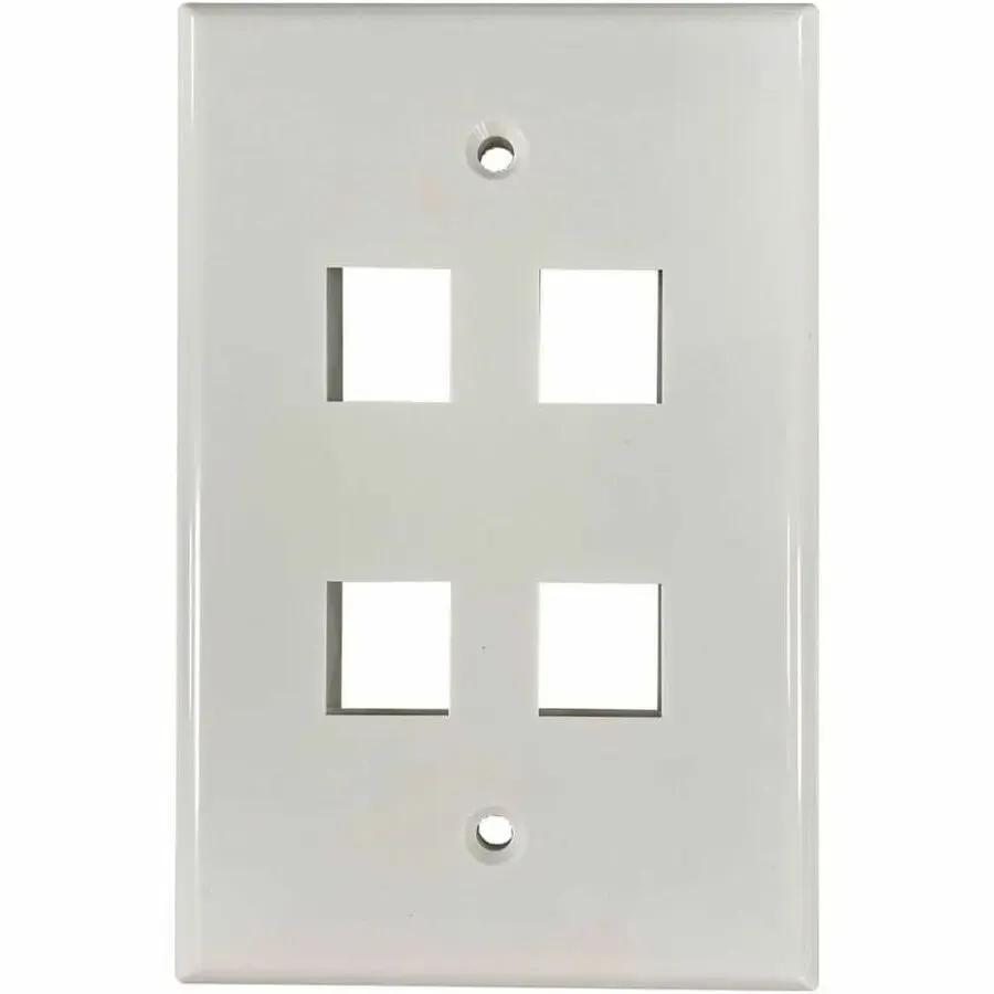EATON Tripp Lite Safe-IT 4-Port Single-Gang Keystone Wall Plate, Antibacterial, Ivory Gloss, TAA - 4 x Total Number of Socket(s) - 1-gang - Ivory - Acrylonitrile Butadiene Styrene (ABS), High Impact Plastic - TAA Compliant