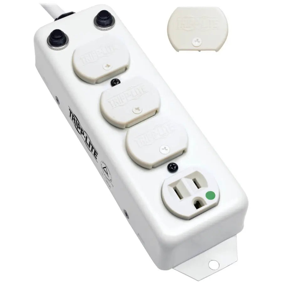 EATON Tripp Lite Safe-IT Power Strip Hospital Medical Antimicrobial 120V 4 Outlet UL1363A 15' Cord Metal - NEMA 5-15P - 4 NEMA 5-15R Hospital Grade - 15ft Input - PS-415-HG-OEM