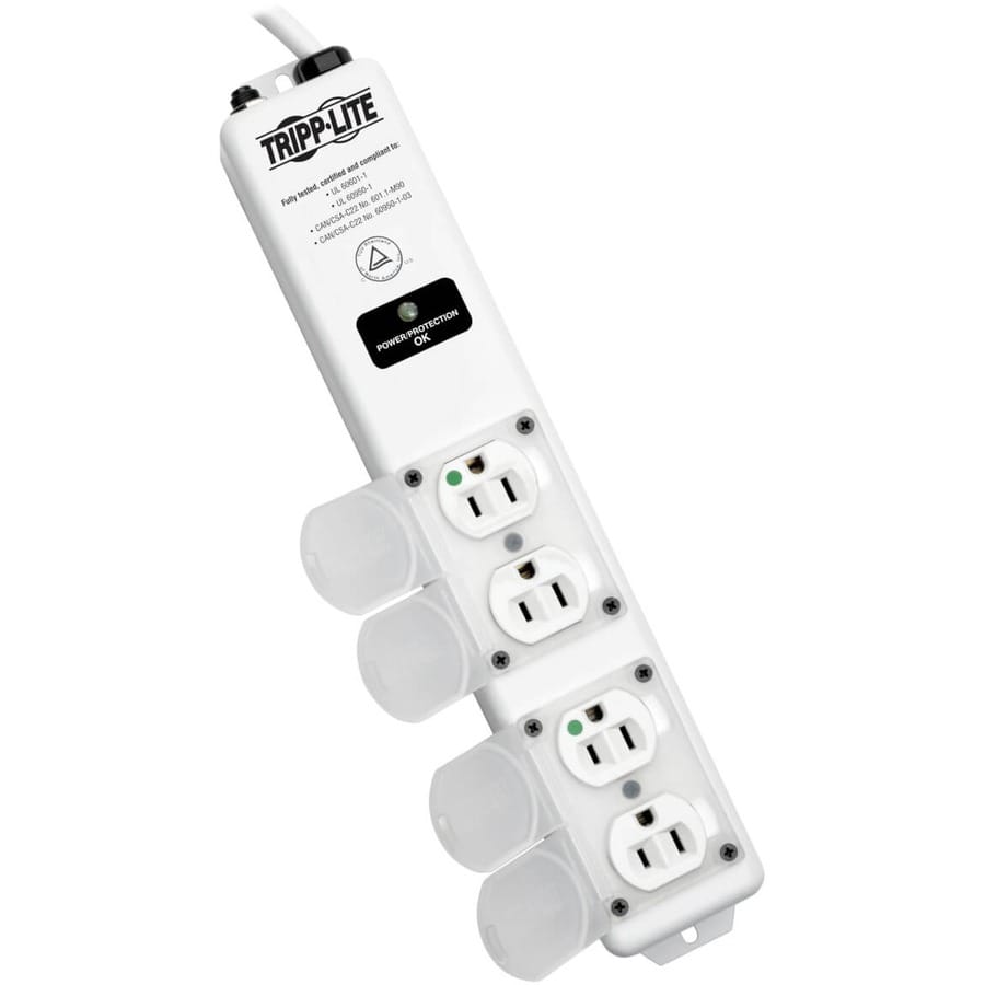 Tripp Lite Safe-IT Surge Protector Power Strip Medical Hospital Antimicrobial Metal 4 Outlet 15' Cord - Receptacles: 4 x NEMA 5-15R - SPS415HGULTRA EATON