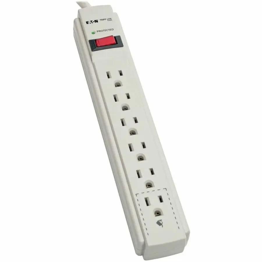 EATON Tripp Lite Surge Protector Power Strip 120V 6 Outlet 8' Cord 990 Joule Flat Plug - 6 x NEMA 5-15R - 1875 VA - 990 J - 120 V AC, 125 V AC Input - TLP608