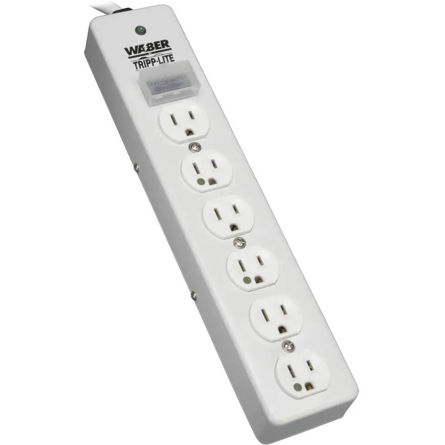 EATON Tripp Lite Surge Protector Power Strip Medical Hospital Metal 6 Outlet 15' Cord - Receptacles: 6 x NEMA 5-15R - 1050J - SPS-615-HG