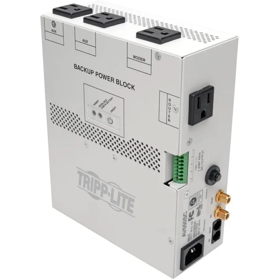 EATON Tripp Lite UPS 550VA A/V Backup Power Block for Structured Wiring Closets - 550VA/300W - 3 Minute Full Load - 4 x NEMA 5-15R - Battery/Surge-protected - AV550SC