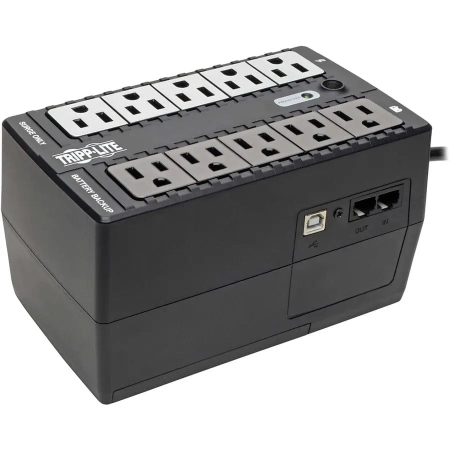 EATON Tripp Lite UPS 600VA 325W Desktop Battery Back Up Compact 120V USB Standby 50/60Hz 5-15P PC - 600VA/300W - 1 Minute Full Load - 10 Outlet x NEMA 5-15R - INTERNET600U