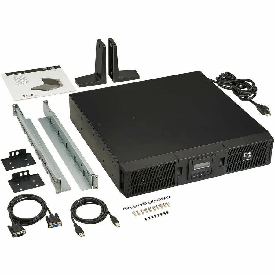 EATON Tripp Lite UPS Smart Online 1500VA 1350W Rackmount 120V LCD USB DB9 Preinstalled SNMPWEBCARD 2URM - 2U Tower/Rack/Wall Mountable - 4.20 Minute Stand-by - 100 V AC, 110 V AC, 115 V AC, 120 V AC, 127 V ... - SU1500RTXLCDN