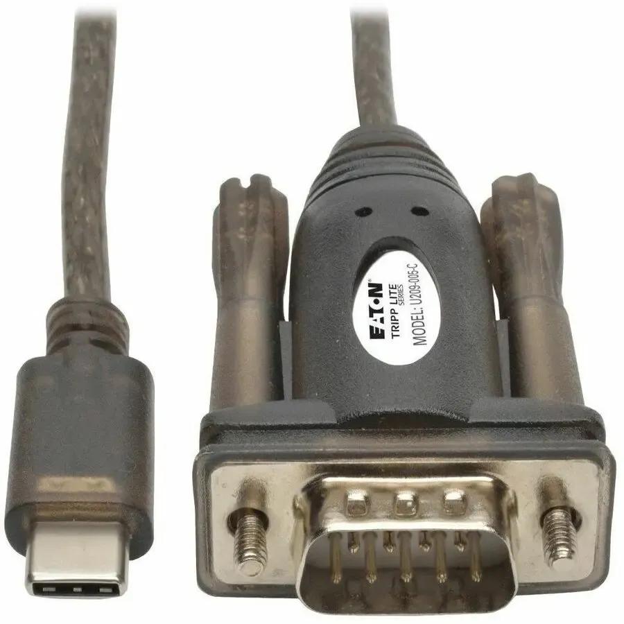 EATON Tripp Lite USB 2.0 USB-C to DB-9 Adapter Cable USB-C to RS-232 M/M 5' 5ft - Serial/USB for Smartphone, Digital Camera, PDA, Notebook, Tablet, Modem, Tablet - 28.75 kB/s - 5 ft - 1 x Type C Male USB - ... - U209-005-C